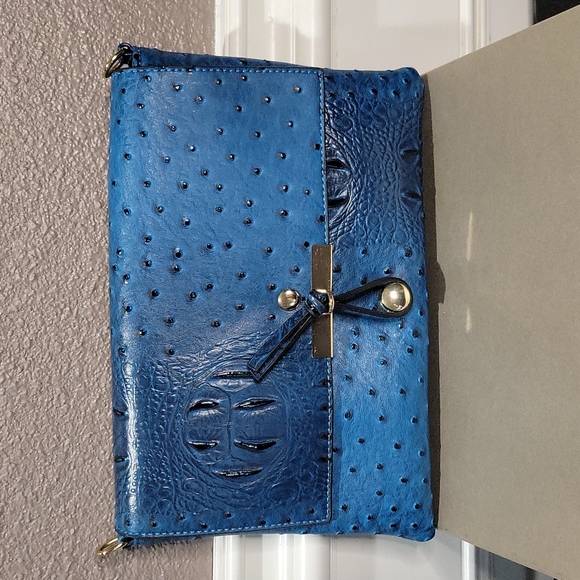Le Miel Handbags - Le Miel Blue Vegan Embossed Ostrich Crossbag